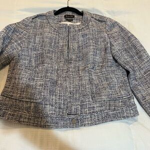 Massimo Dutti Navy Tweed Blazer size 8